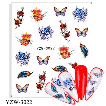 2021 NEW Black White Butterfly na Nechty, nálepky a Samolepky Kvet Modré Farebné Vody Tetovanie pre Manikúra Nechty Umenie Jazdca Dekor
