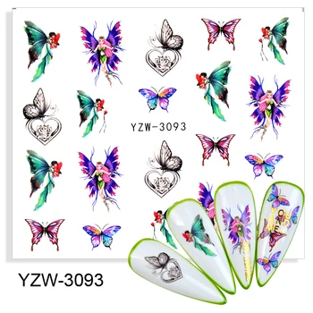 2021 NEW Black White Butterfly na Nechty, nálepky a Samolepky Kvet Modré Farebné Vody Tetovanie pre Manikúra Nechty Umenie Jazdca Dekor