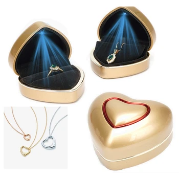 1 Pc v tvare Srdca LED Svetlo, Svadobný Prsteň Box Zásnubné Prstene, Náhrdelníky Náušnice, Prívesky, Šperky Zobraziť Prípade Držiteľ Darček