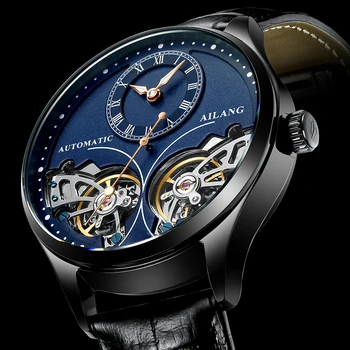 AILANG značku hodiniek dvojité zotrvačníka automatické mechanické hodinky pánske hodinky módne atmosféru pánske hodinky