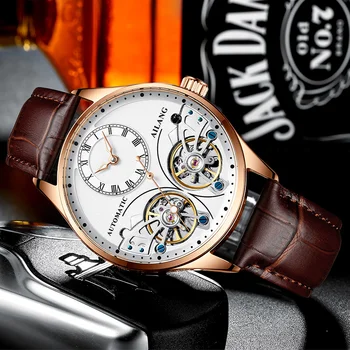 AILANG značku hodiniek dvojité zotrvačníka automatické mechanické hodinky pánske hodinky módne atmosféru pánske hodinky