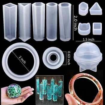 Nastaviť formy 83 kusov DIY crystal Epoxidové nástroj nastaviť Náramok prívesok šperky silikónové formy kombinácii s drill