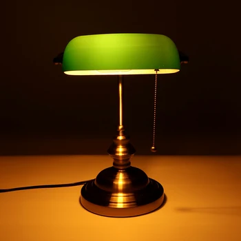 Európska klasické retro minimalistický bankár stolná lampa E27 s vypínačom zelená sklenené tienidlo lampy stolná lampa spálňa štúdia domáce čítanie d