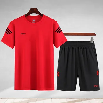 2021 nové pánske športové oblečenie-krátke rukávy vyhovovali bežné nosenie školenia basketbal vyhovovali priedušná T-shirt šortky dvoch-dielny oblek