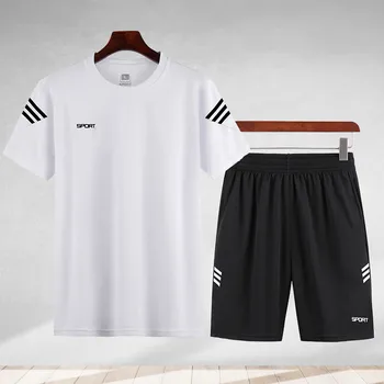 2021 nové pánske športové oblečenie-krátke rukávy vyhovovali bežné nosenie školenia basketbal vyhovovali priedušná T-shirt šortky dvoch-dielny oblek
