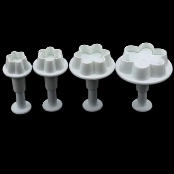 Nový Kvet Tvar Plastové Formy na Pečenie Kuchyne, Cukrárske Cookie Cutter Pečivo Piest 3D Pečiatka Die Fondant Cake Zdobenie Nástroje