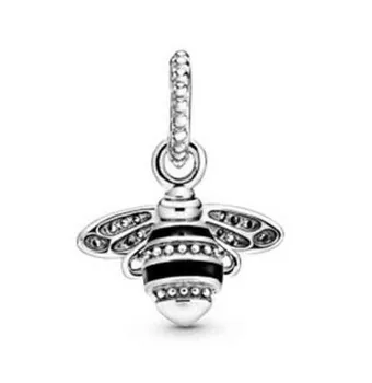 Autentické 925 Sterling Silver Šumivé Queen Bee S Krištáľovo Prívesok Charm Korálky Fit Pandora Náramok & Náhrdelník Šperky