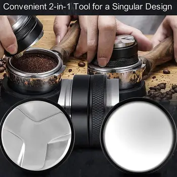 51mm Nehrdzavejúcej Ocele Kávy Distribútor Dual Head Espresso Tamper Bean Stlačte Nastaviteľné Kávový Prášok Kladivo Drvič