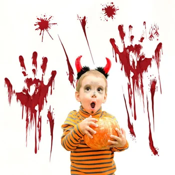 Hrozné Zombie Krvavé Ruky Tlač Halloween Samolepky Na Stenu, Dekorácie Halloween Domov Okno V Kúpeľni Festival Dekoračné Nálepky