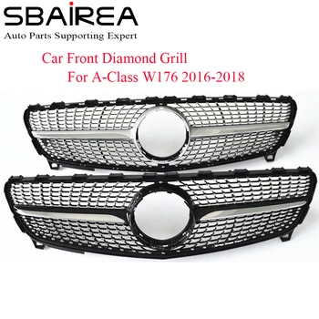 SBAIREA W176 GTR Gril Pre Benz A-Class Prednej maske Nárazníka Bez Znak Auto Diamond Racing Gril 2016-2018 A180 A260 A200 a250