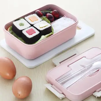 Mikrovlnná Lunch Box Pšeničnej Slamy Kórejský Bento Box Prenosný Bento Box S Príbory