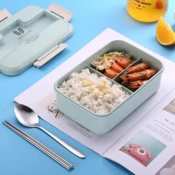 Mikrovlnná Lunch Box Pšeničnej Slamy Kórejský Bento Box Prenosný Bento Box S Príbory