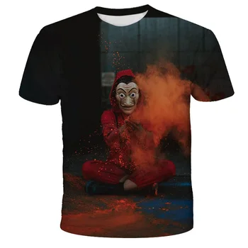 Nové 3D La Casa De Abstraktných Tričko Fashion Maycaur Dom Papiera T Shirt Deti Peniaze Heist Zábavné Letné Top Tee Chlapci Oblečenie