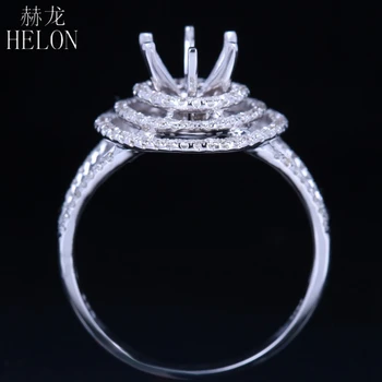 HELON 6,5 mm Kolo Pevné 14K Bieleho Zlata 0.35 ct Prírodného Diamantu Ženy Jemné Šperky Semi Mount Zapojenie snubný Prsteň Nastavenie