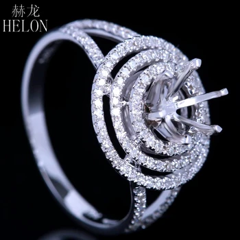 HELON 6,5 mm Kolo Pevné 14K Bieleho Zlata 0.35 ct Prírodného Diamantu Ženy Jemné Šperky Semi Mount Zapojenie snubný Prsteň Nastavenie