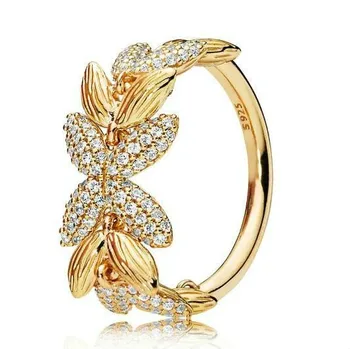 925 Sterling Silver Ring Čipky Lásky Krúžky S Krištáľovo Prstene Pre Ženy, Svadobné Party Módne Šperky