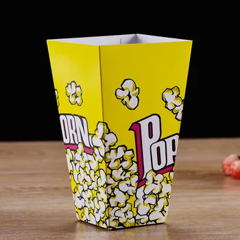 100 Ks Jednorazových Popcorn Box Papier Pohár narodeninovej oslavy svadby Kino Námestie Popcorn Barel Popcorn Box blue Vlastné