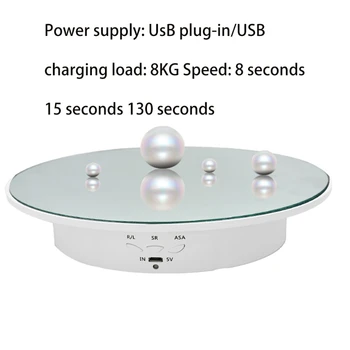 3 Rýchlosti 20 cm Inteligentné Elektrické Rotačné Zobrazenie Stojan Zrkadlo Gramofónu Šperky Držiak Batérie USB Napájací