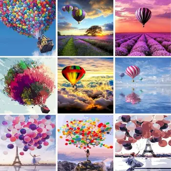 GATYZTORY Farba Číslo teplovzdušný Balón Na Plátne Súpravy Maľovanie Krajiny Diy S Rámom Akryl Farebnosť Podľa Čísel Domov Deco