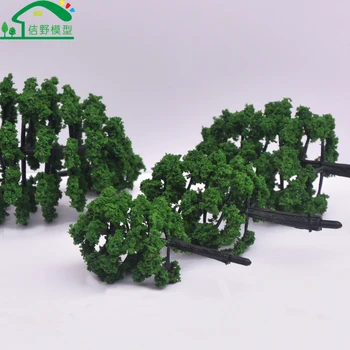 30-50Pcs 3-9 cm Mini Street Strom Platic Dekorácie Malé Vlak Stromy Tmavo Zelená DIY Handmade S Hubky Prášok zmenšený Model Stromu