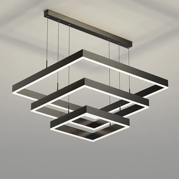 Nový Moderný Minimalistický Led Obývacia Izba Luster Čierny Štvorec Na Dizajn, Kvalitu Domov Osvetlenie Jedáleň, Spálňa Svetlo Hala Chande