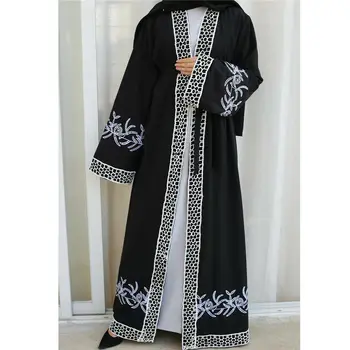 Dubaj Abaya Kimono Výšivky Ženy Moslimské Oblečenie Arabských Dlhé Šaty, Párty Šaty Maroko Turecký Islamské Oblečenie Katar Elbise