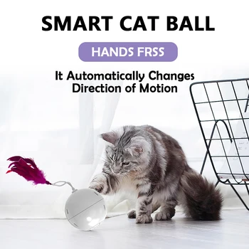 Interaktívnych Hračiek pre Mačky,Stavať-v Catnip Spinning Farebné Led Svetlo, USB Nabíjanie Načasovanie Pohybu Loptu s Pierko/Zvony Hračky