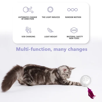 Interaktívnych Hračiek pre Mačky,Stavať-v Catnip Spinning Farebné Led Svetlo, USB Nabíjanie Načasovanie Pohybu Loptu s Pierko/Zvony Hračky