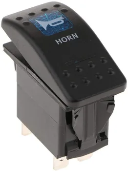 20A 12V Horn Tlačidlo Rocker Prepínač Modrá LED dióda pre Auto Auto 1Pcs