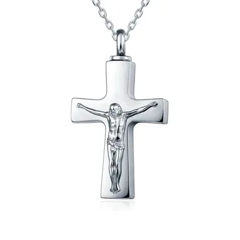 Z nehrdzavejúcej Ocele Kremácie Urč Popol Držiteľ Jednoduchý Kríž Náhrdelník Prívesok Charm Ježiša Socha Pamätník Šperky