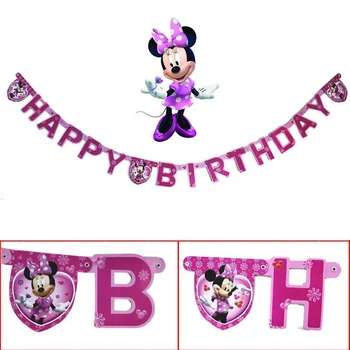 Disney Minnie Mouse Tému Deti Happy Birthday Bunting Garland Vlajky Dekorácie Baby Sprcha Narodeninovej Party Mrazené Princezná Banner