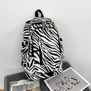 Čierna Biela Krava Zebra Vzor Batoh Škola Knihy Tašky Mochila Cestovná Taška Na Prenosný Počítač Roztomilý