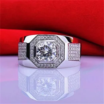 Pánske 925 Sterling silver drahokam krúžky Luxusné 2ct Simulované Diamantové Zásnubné Svadobné chlapci white Sapphire Šperky Veľkosť 8-13