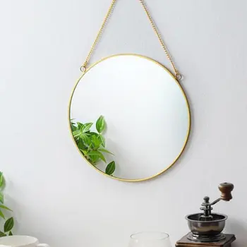 Nordic Minimalistický Domáce Dekorácie Geometrický Tvar, Gold Brass Okrúhle Zrkadlo Make-Up Zrkadlo Pre Domáce Dekorácie