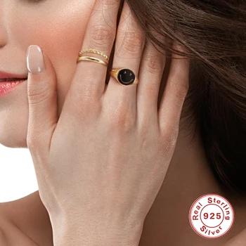 CANNER Žien Krúžok 925 Strieborný Lesklý Úsmev na Tvár Odkvapkávanie Oleja Otvorenie Prstene Pre Ženy, Mužov 2021 Trend Smalt Anillos Šperky
