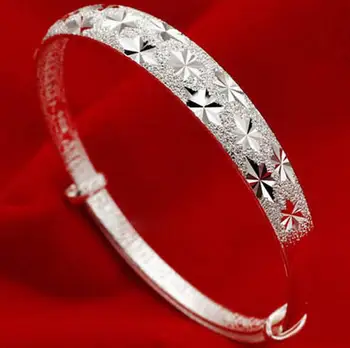 925 Sterling Silver Náramok Náramok pre Ženy, Nový Jemné Šperky Jemné Hviezdy Retro Náramok Krásne Soliding Bangles Darček