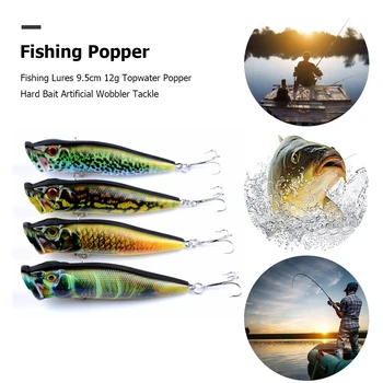 1PCS Topwater Popper Wobblers Farebné Kresby Rybárske lure 9.5 cm/12g Crankbait Ťažké, Umelé Návnady Pesca Rybárske Náčinie