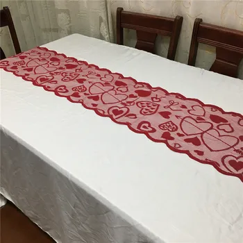 Valentína Stôl Runner Červenej Krajky Obrus Ovocie Jedlo Fire Placemat Tablemat Pad