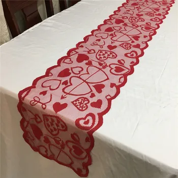 Valentína Stôl Runner Červenej Krajky Obrus Ovocie Jedlo Fire Placemat Tablemat Pad