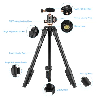 Andoer Q160SA Fotoaparátu Statív Kompletný Statívy Cestovné Statív pre Digitálne ZRKADLOVKY Videokamera Mini Projektor pre Canon, Nikon, Sony