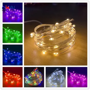 Rozprávkové Svetlo 1 M 5M 10 M 100 LED Hviezdna String USB Svetlá Víla Mikro LED Transparentné Drôt pre Svadobné Party 8 Farieb Vianoce
