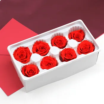 Každý Box 8 Nesmrteľný Rose Hlavy Kreatívne Ručné Kytice DIY Materiál Príslušenstvo Valentína Svadobné Dekorácie, Darčeky