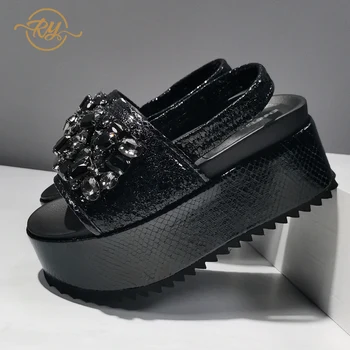 RY-RELAA Európskej topánky dámske módne sandále 2021 Lete nové podpätky ženy, doplnky, dámske platformy podpätky príliv bling sandále ženy