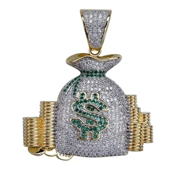 Symbol Peniaze Taška Mince Prívesok Hip Hop Lumbálna Šperkov Náhrdelník S Príveskom, Náhrdelníky Hip Hop Mužov Strany Náhrdelník