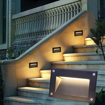 Vodotesný LED Schodisko Krok Svetla 5W AC85-265V Footlight Vonkajšie Vnútorné Vstavané Nástenné Svietidlo Záhradné Cesta Pochovaný v Podzemí Osvetlenie
