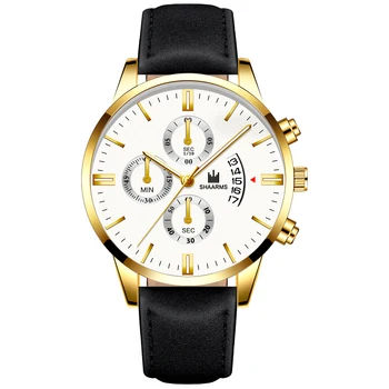 Relogio Masculino hodinky muži móda Šport box z nehrdzavejúcej ocele kožený pásik hodiniek Quartz business náramkové hodinky Reloj Hombre 2019