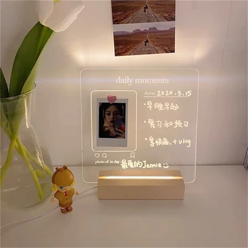USB kórejský Iny Transparentné Akrylátové Správu Dosky s Perom Poznámka Denný Okamih, Memo, Ak si chcete Urobiť Zoznam Svetelný fotoalbum Nočné Svetlo