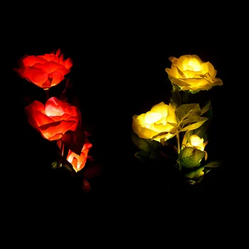 LED Solárne Simulácia Ruže Kvet Svetlo IP65 Vodeodolný Záhrada Krajiny Lampy Solárne Ťažná Led Stick Zem Plug Svetlá