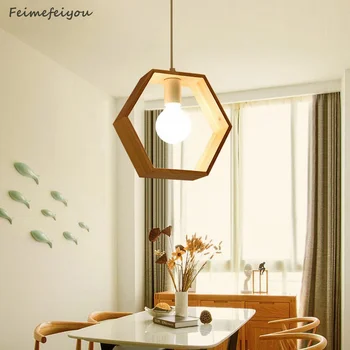 2021 Nordic tvorivé jedáleň, obývacia izba, veranda, geometrické drevené umenie lampy jednoduché koridoru post-moderné drevené umenie luster