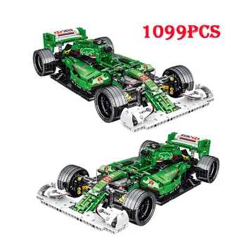 Mork 023008 zelená F1 Rovnice Racing Model Tvorivosti MOC Tehla Puzzle Montáž Hračka Bloky Darček Pre Chlapca